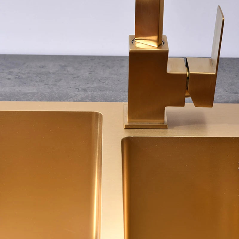 Gold Sink Above Counter Double Bowl Goldn Basket