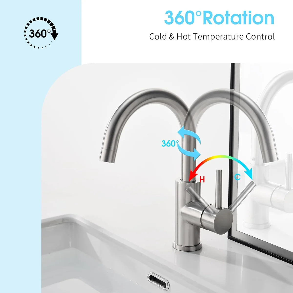 Bathroom Basin Faucet 304 Stainless Steel Cold Wash