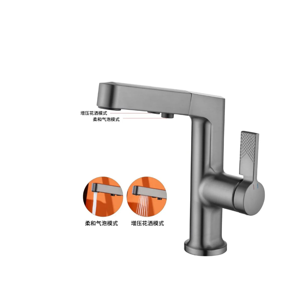 Gun Metal Gray Pull Out Faucet Ledtemperature Display