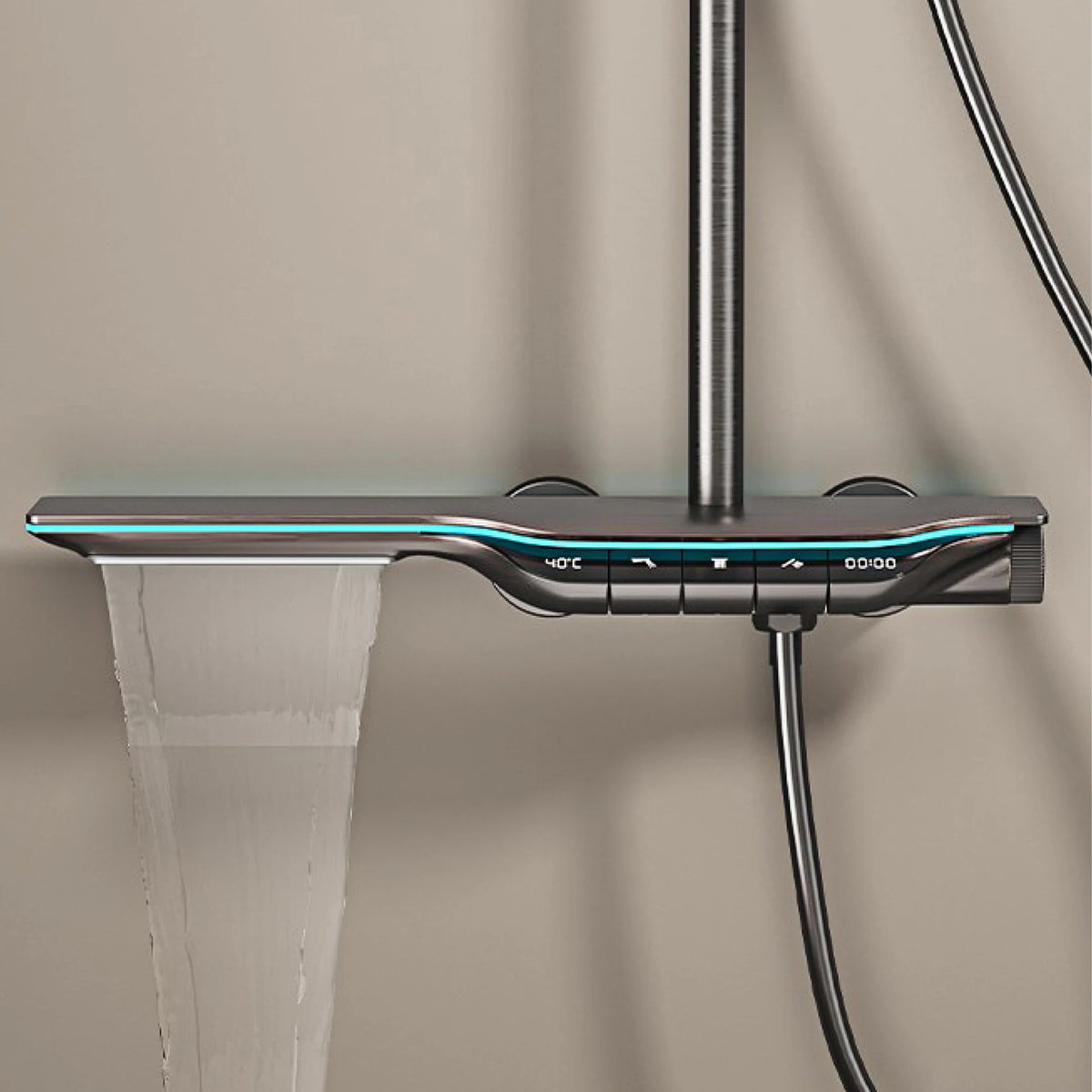 Luxury Brass Gun Gray Shower System Intelligent Led