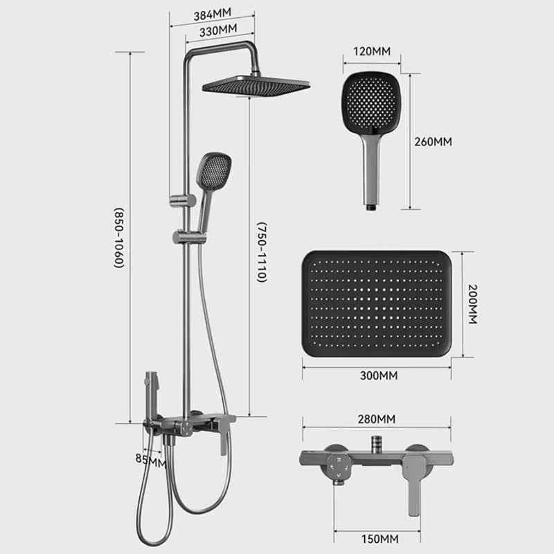 Bathroom Gray Pressure Shower Hotel Bathtub Faucet Cold