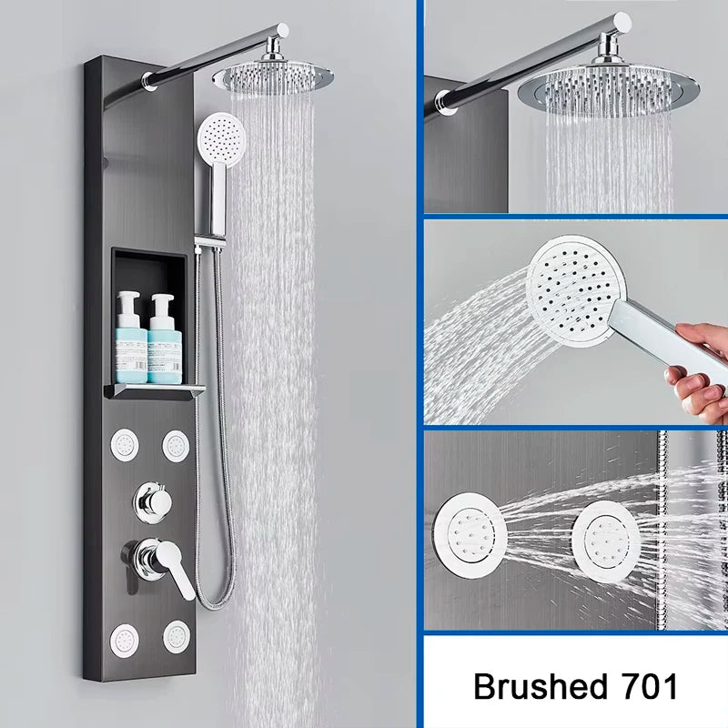 Led Shower Panel Faucet Rainfall Headshower Spa Massage