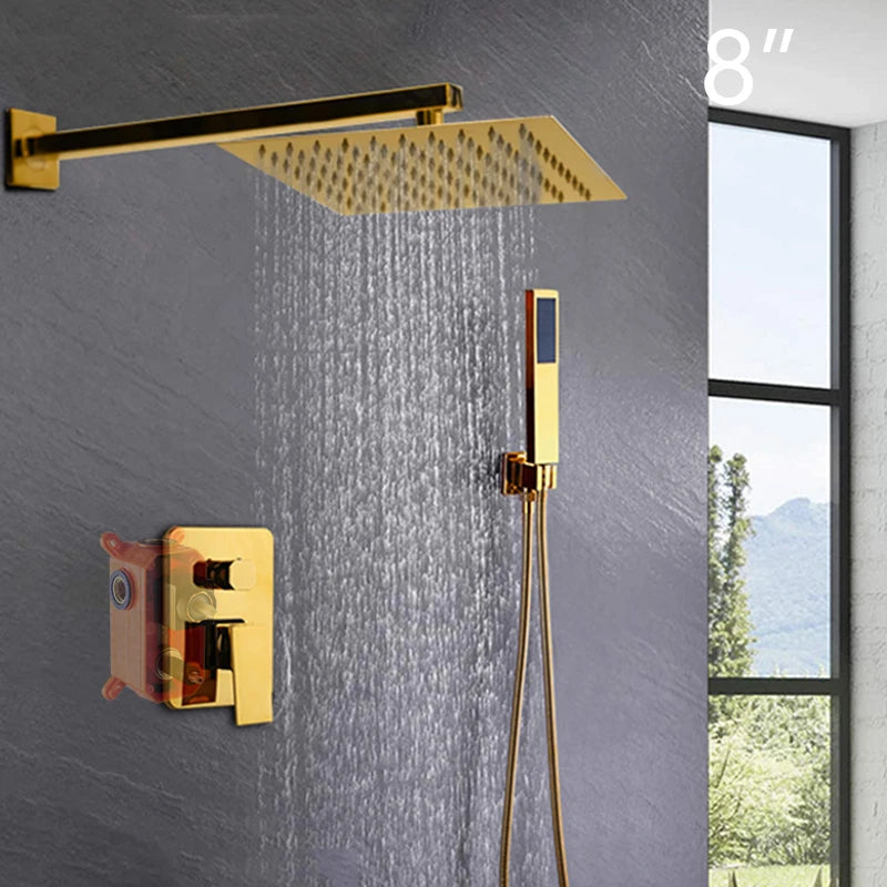 Kemaid Matte Black Rainfall Shower Faucet Systerm W/