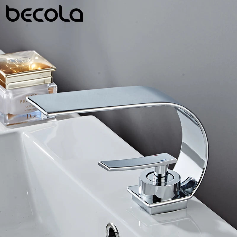 Becola Retail Deck Mount Waterfall Bathroom Basin Faucet
