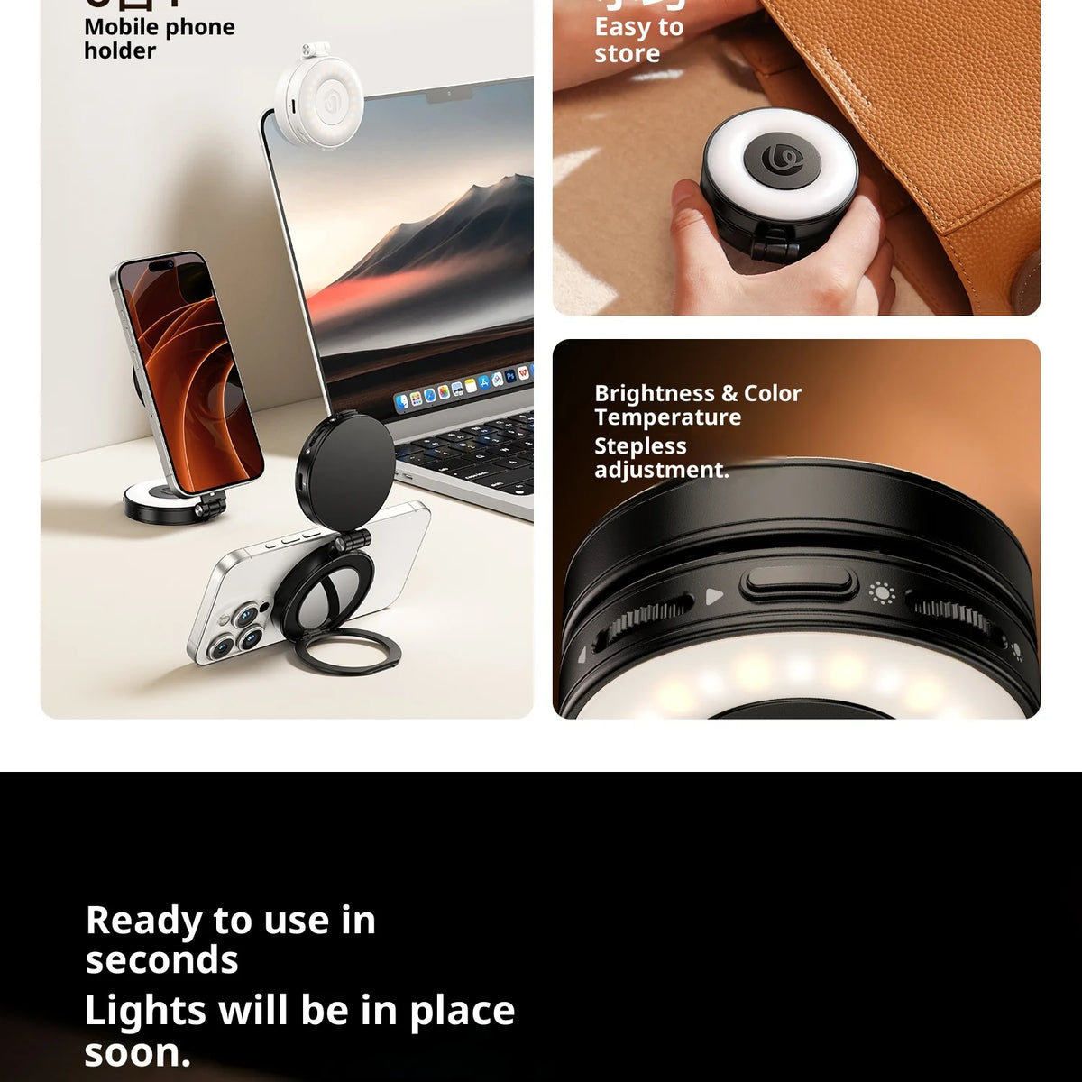 Original Ulanzi Lm23 Magnetic Phone Selfie Light Built-In