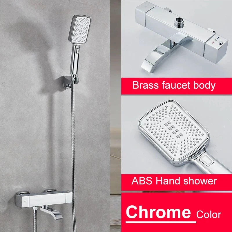 White Thermostatic Bathroom Shower 12 Inch Square Rain