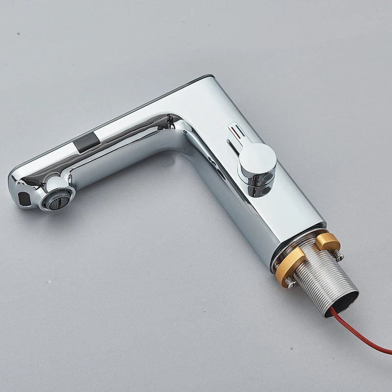 White Touchless Sensor Basin Faucet Smart Digital Display