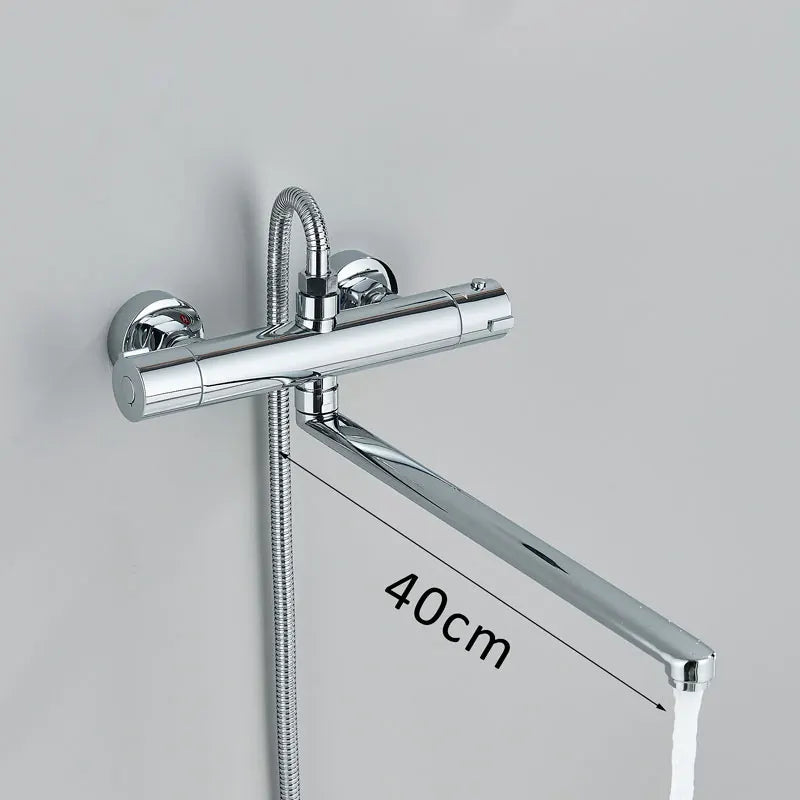 Thermostatic Bathroom Shower Faucet Chrome Mixer Valve Wall