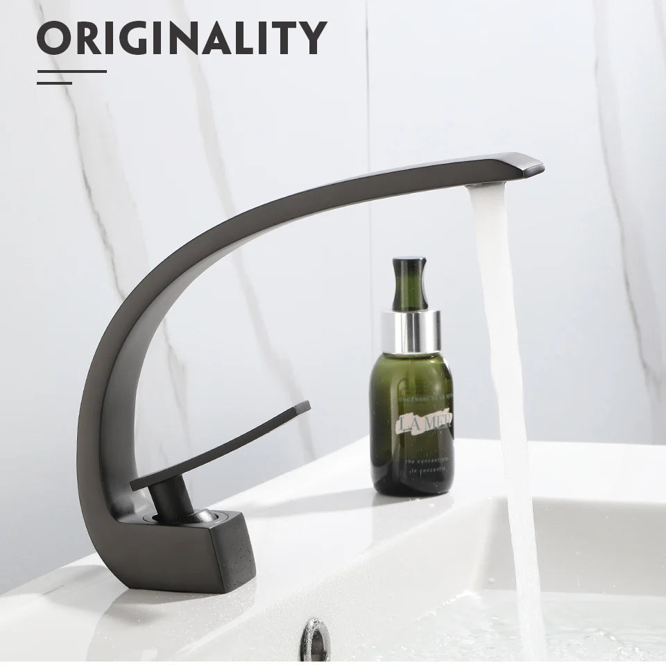 Basin Faucet Modern Bathroom Mixer Tap Black/Gold Wash