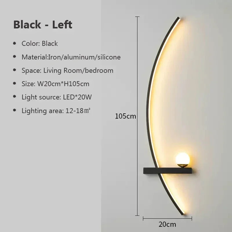 Modern Led Simple Art Bedroom Bedside Wall Lamp