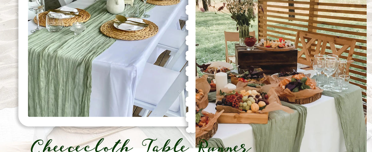 6-72pcs Sage Green Cheesecloth Table Runners Boho Gauze