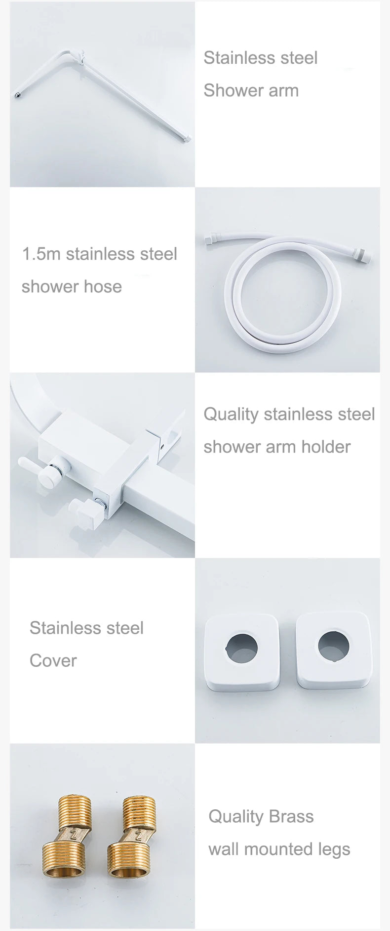 White Digital Bathroom Shower Quality Brass Bathroom Mixer