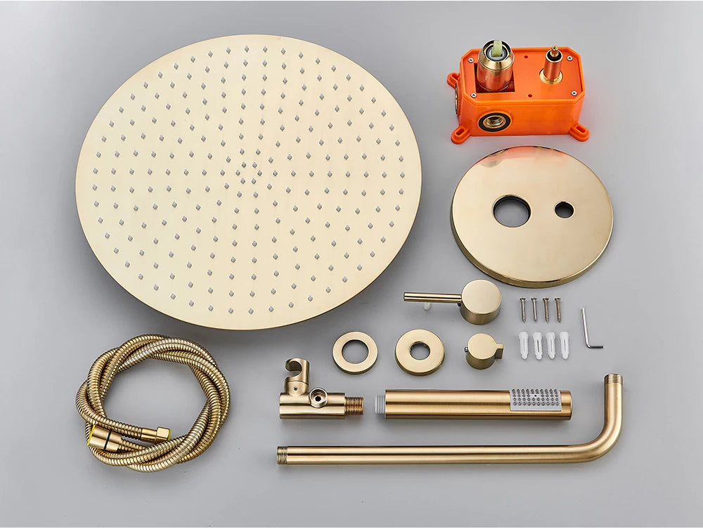 Brushed Gold Shower Faucet Embedded In Ways Shower