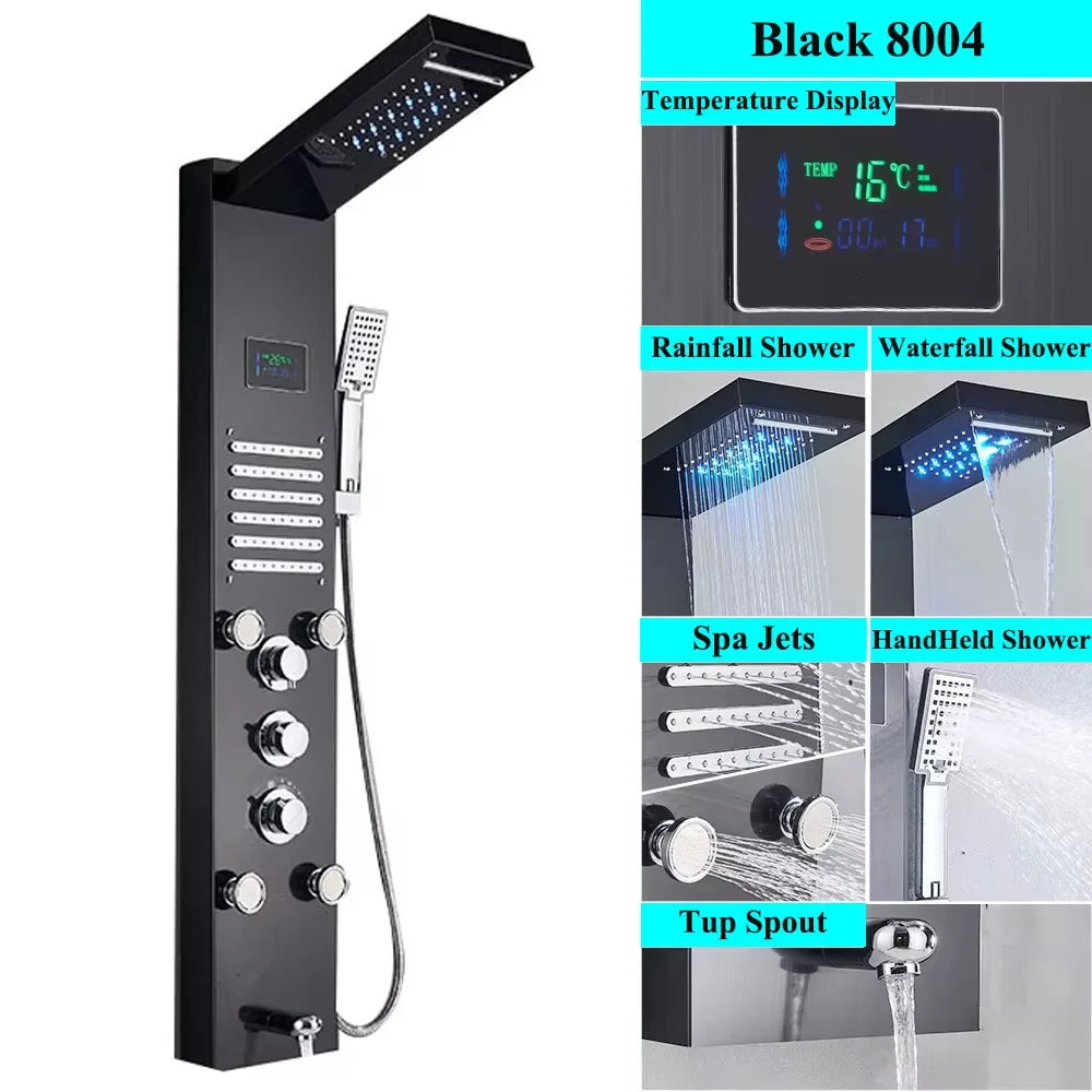 Led Shower Panel Tower System Rain Waterfall Shower