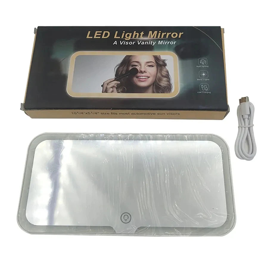 Seametal Car Led Makeup Mirror 3-Color Brightness Dimmable