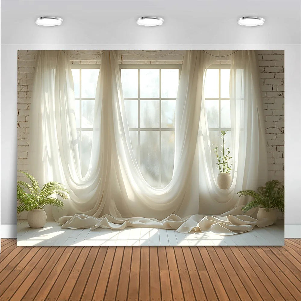White Gauze Curtains Background Wedding Bride Shower Photography