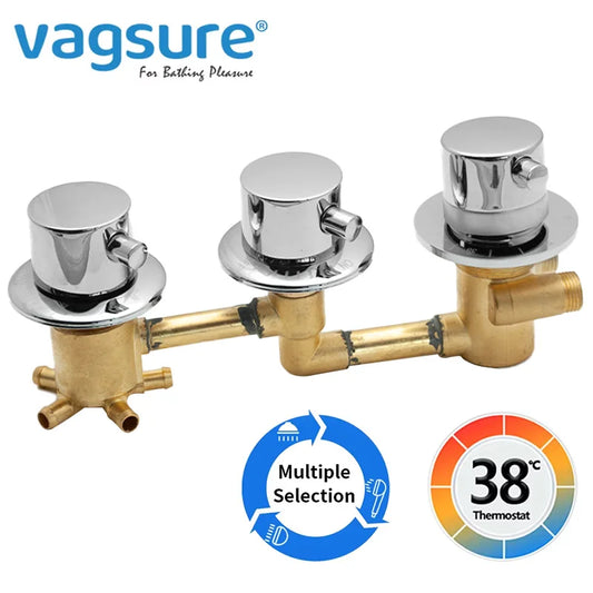 Triple Handle Thermostatic Brass Shower Faucet Shower Room