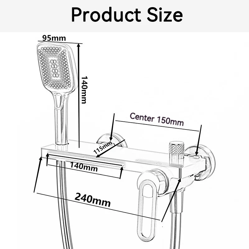 Bathtub Shower Faucet Handle Spout Mixer Tap Hand