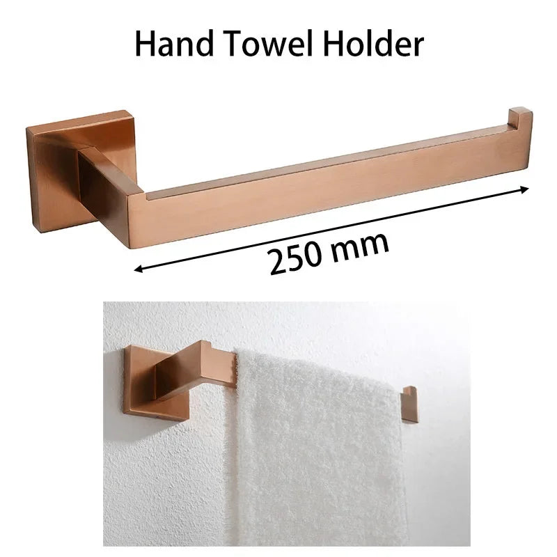 Brushed Rose Gold Towel Rack Robe Hook Bathroom