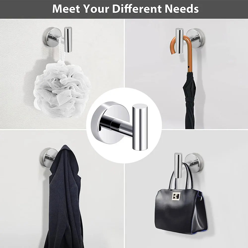 2pcs Polished Bathroom Towel Hooks Stainless Steel Coat