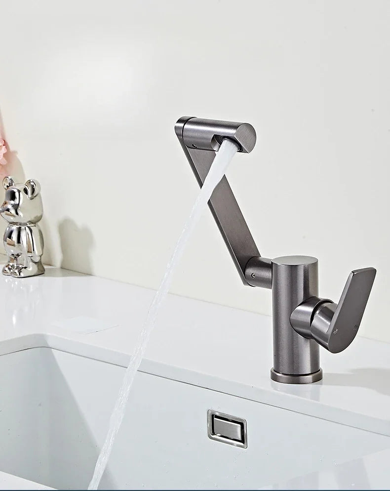Grey Aluminum Bathroom Basin Faucet 360 Swivel Washbasin