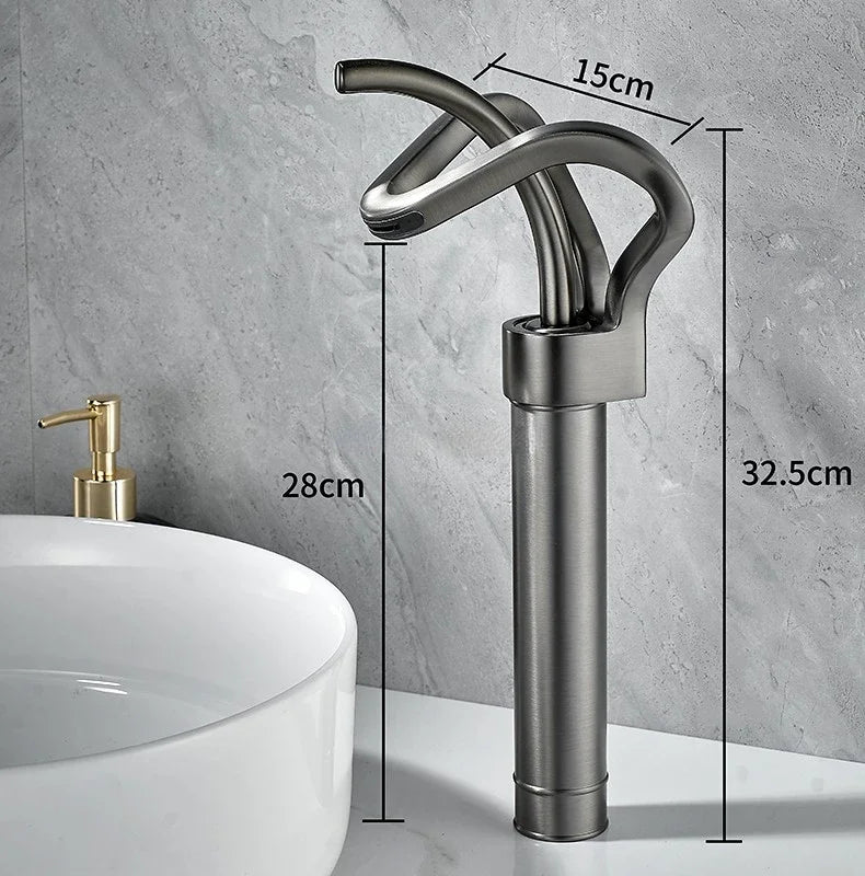 Faucet Bathroom Hollow Out Design Waterfall Basin Mixer