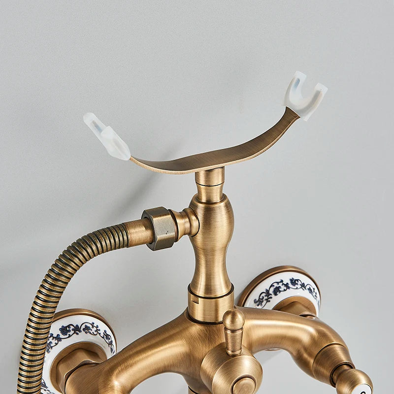 Retro European Bathtub Shower Faucet Handled Handshower Ceramics