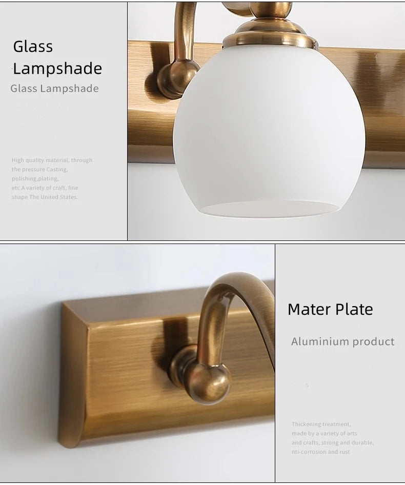 Modern Bathroom Vanity Light Fixtures 3-Light Milky Glass