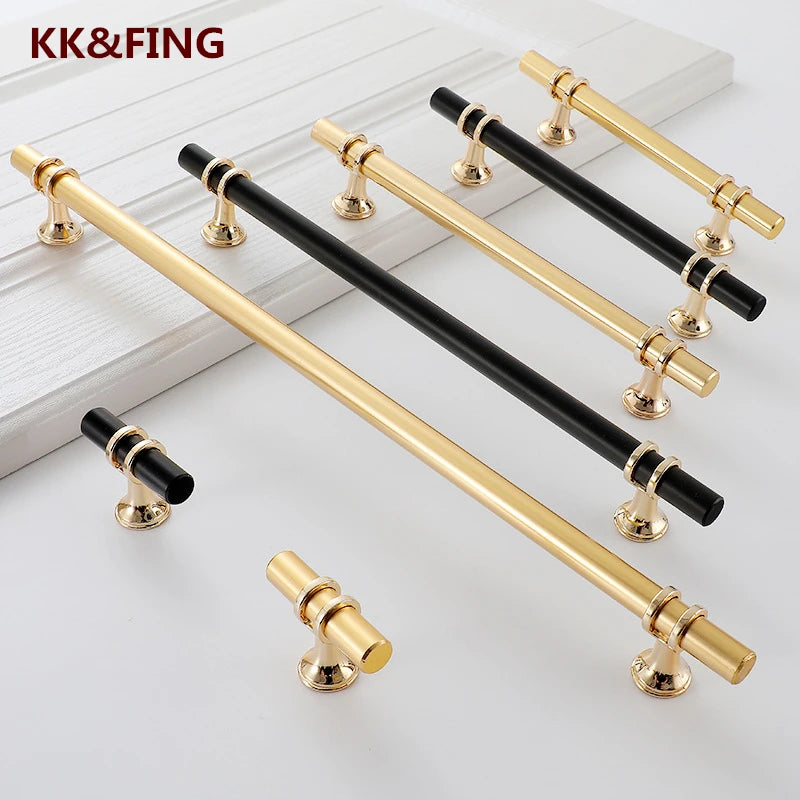 Kk&Fing Cabinet Wardrobe Door Golden Handles Lengthen Light