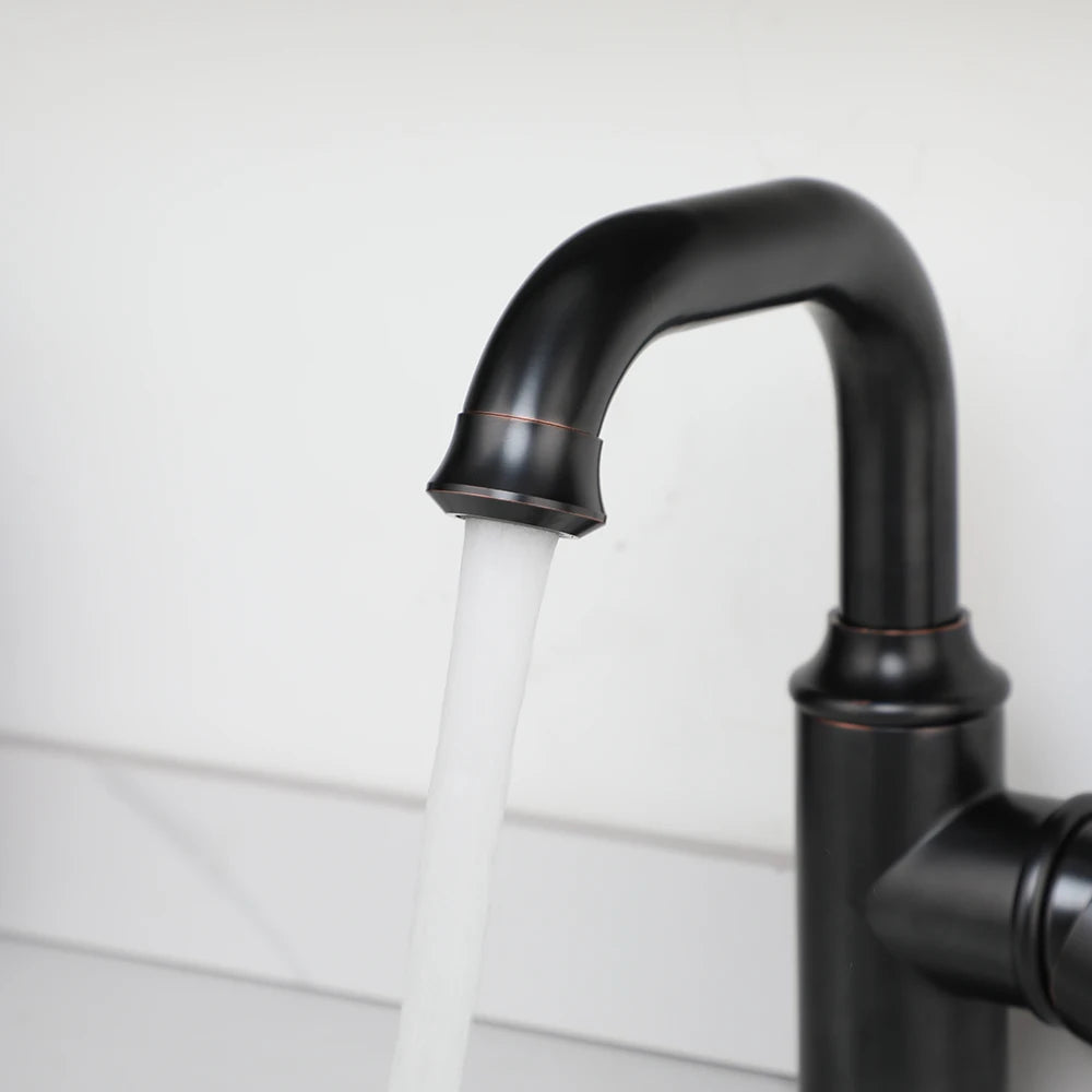Kemaidi Antique Brass Handle Bathroom Faucets Mixer Tap