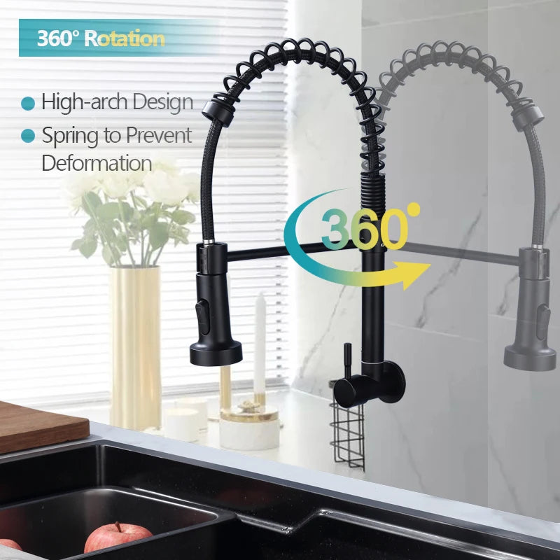 304 Stainless Steel Wall Mounted Faucet Spring Pull