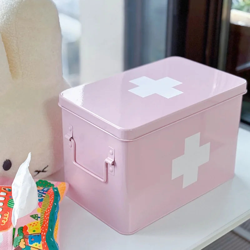Pink Aesthetic Storage Organizer Box Multi-Layer Compartments