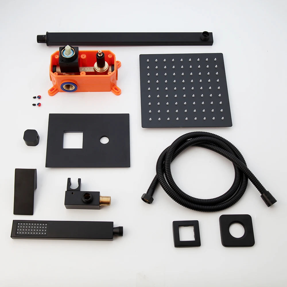 Kemaid Matte Black Rainfall Shower Faucet Systerm W/