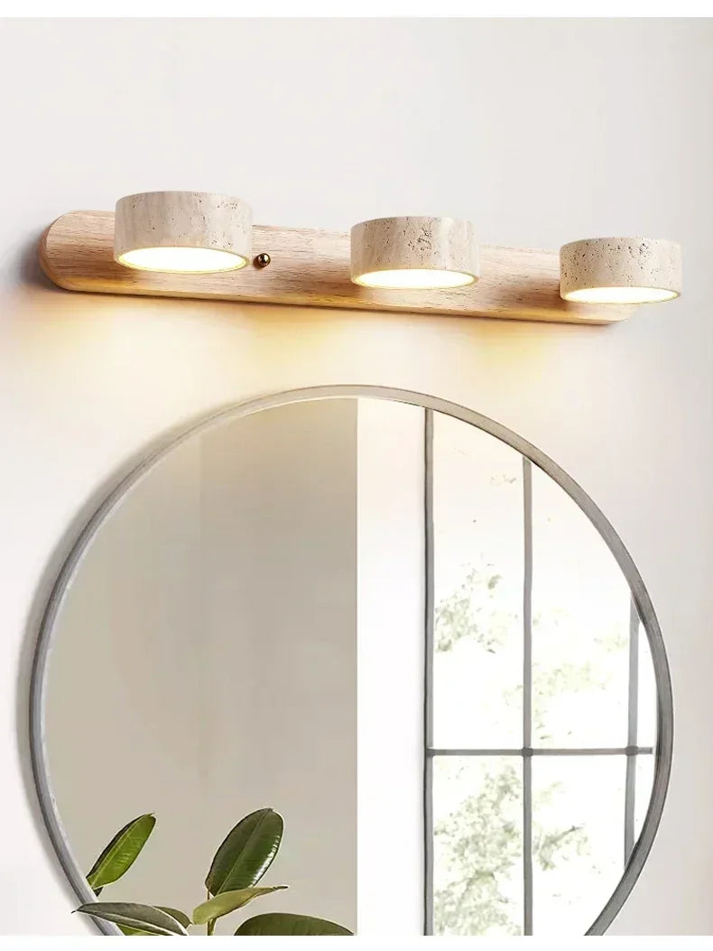 Rotatable Led Vanity Mirror Light Wabi Sabi Travertine