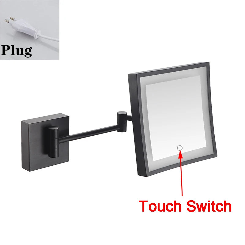 Square Touch Bathroom Mirror Wall Mounted Lighted Bathroom