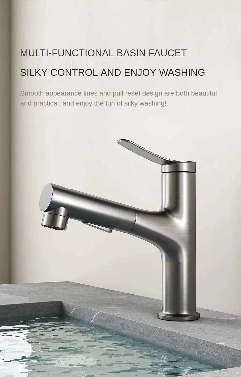 Pull-Out Bathroom Faucet Cold Water Outlet Bathroom Sink