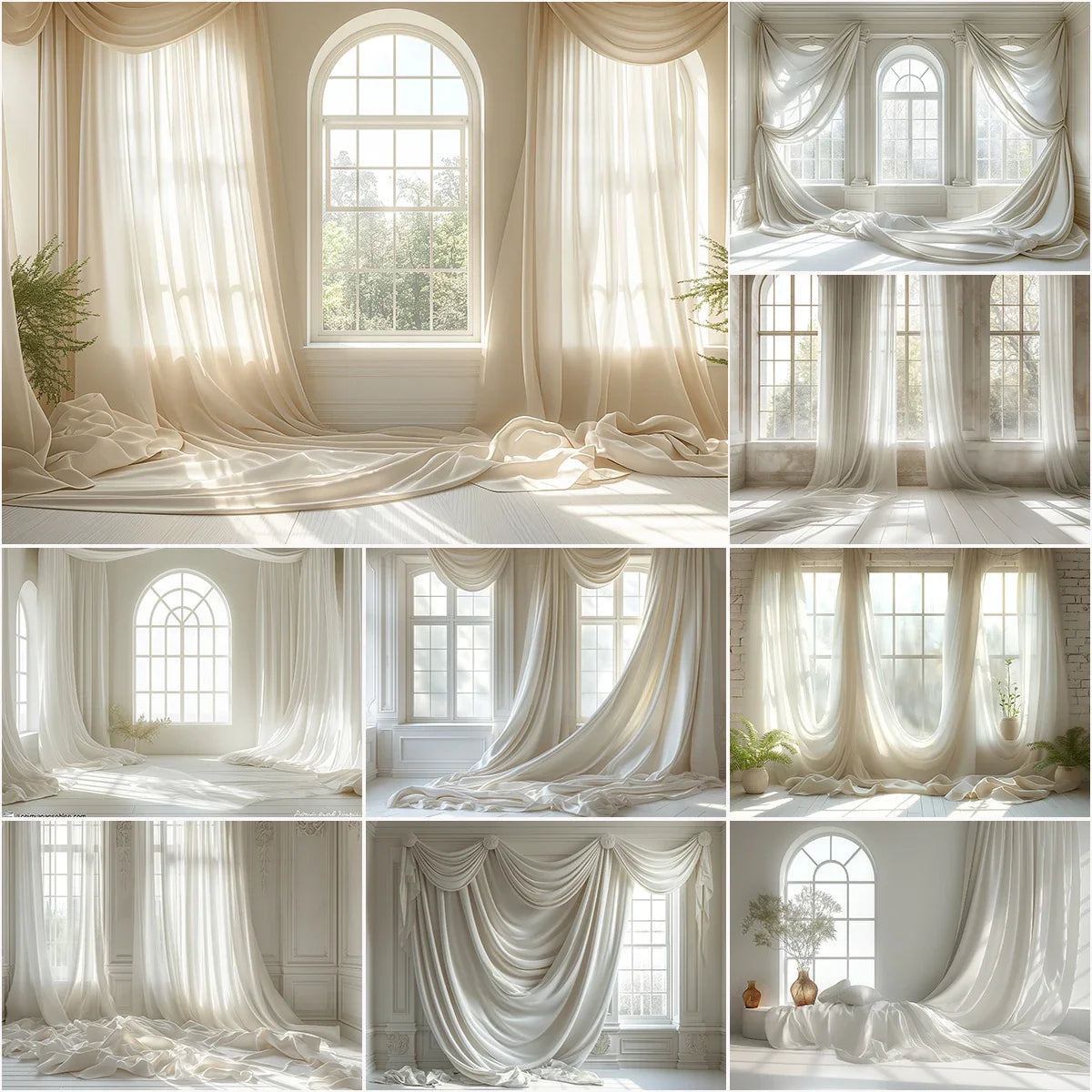 White Gauze Curtains Background Wedding Bride Shower Photography