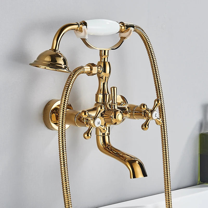 Retro Antique Brass Black Bronze Bathtub Shower Faucets