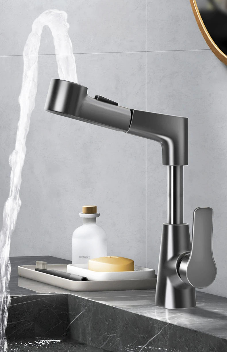 Basin Faucet Bathroom Pull Out Lift Mixer Tap