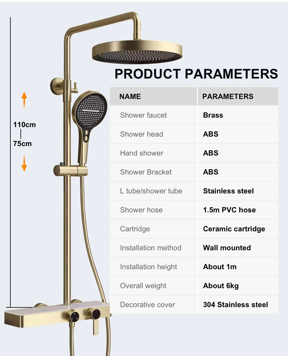 Vgx Gold Shower System Bathroom Shower Faucet 3-Way