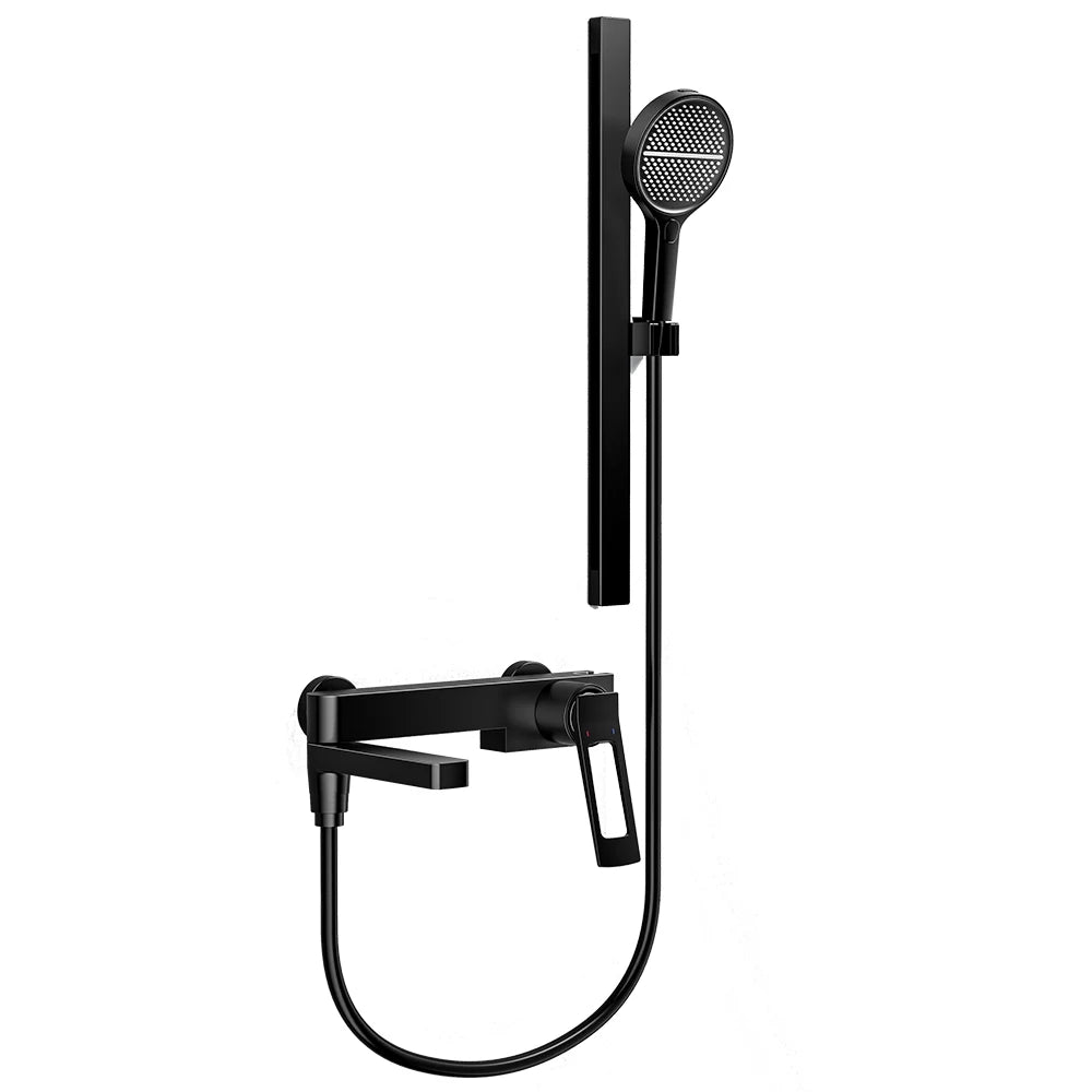 Black Waterfall Bathtub Shower Faucets Wall Mount Shower