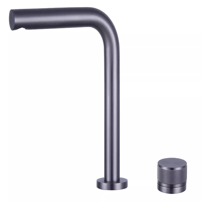 Brushed Rose Gold Basin Faucet Two Holes Gun