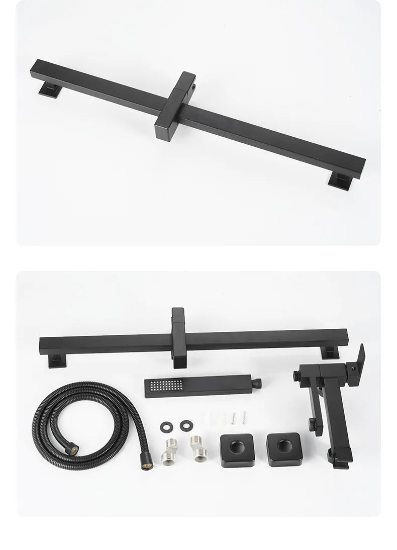 Chrome Black Bath Shower Faucet Wall Mounted Bathtub