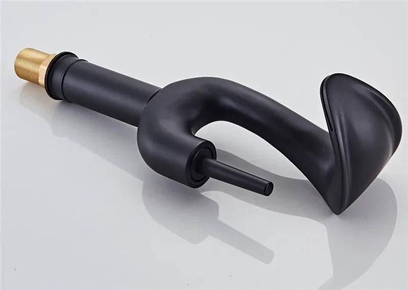 Tuqiu Black Bathroom Faucet Brass Gold Basin Faucet