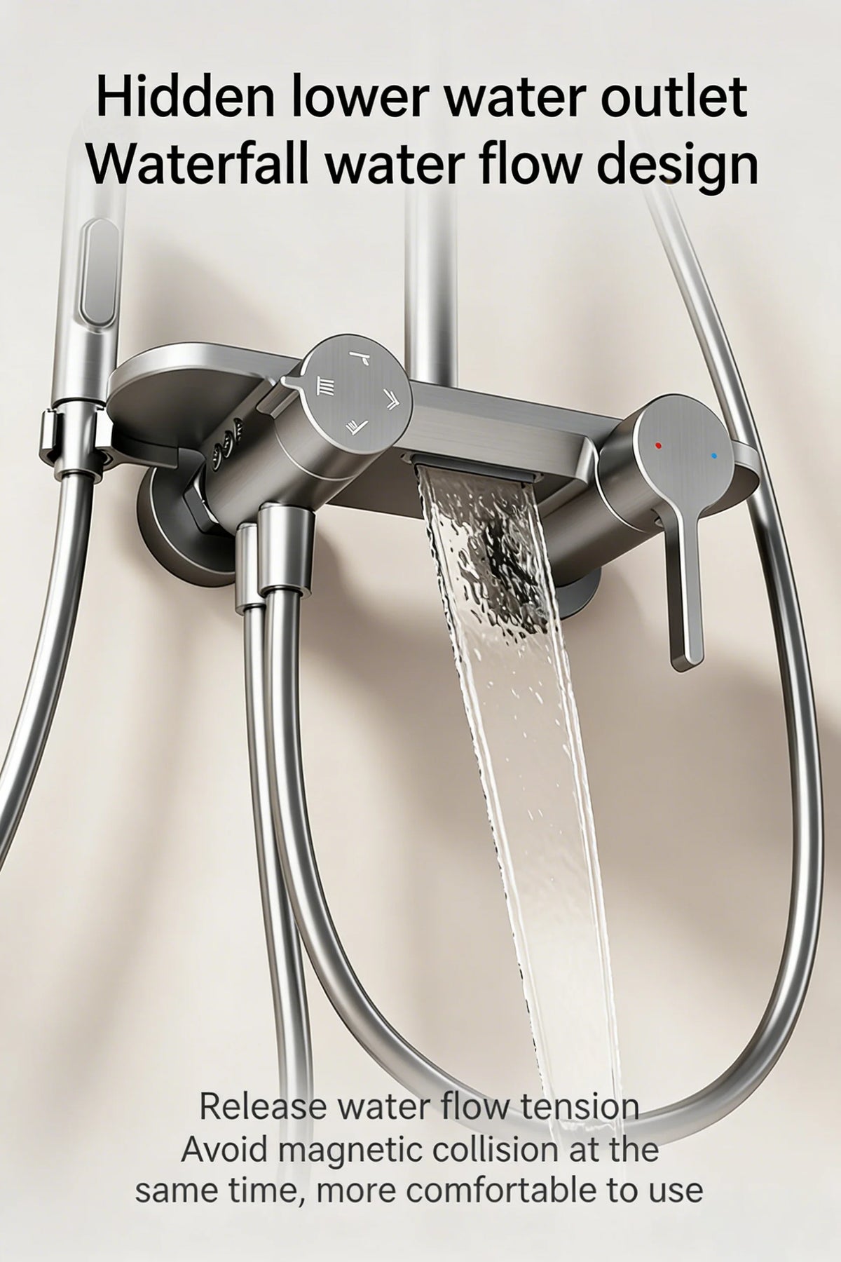 Modern Bathroom Gun Gray Aluminum Minimalist Shower Cold