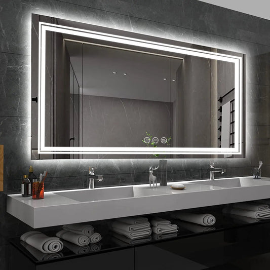 Extra Large Rectangle Bathroom Mirror Led Vanity Dimmable