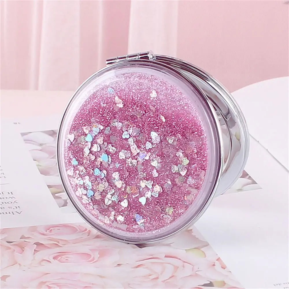 Quicksand Makeup Mirror Shiny Bling Magnifying Foldable Mirror