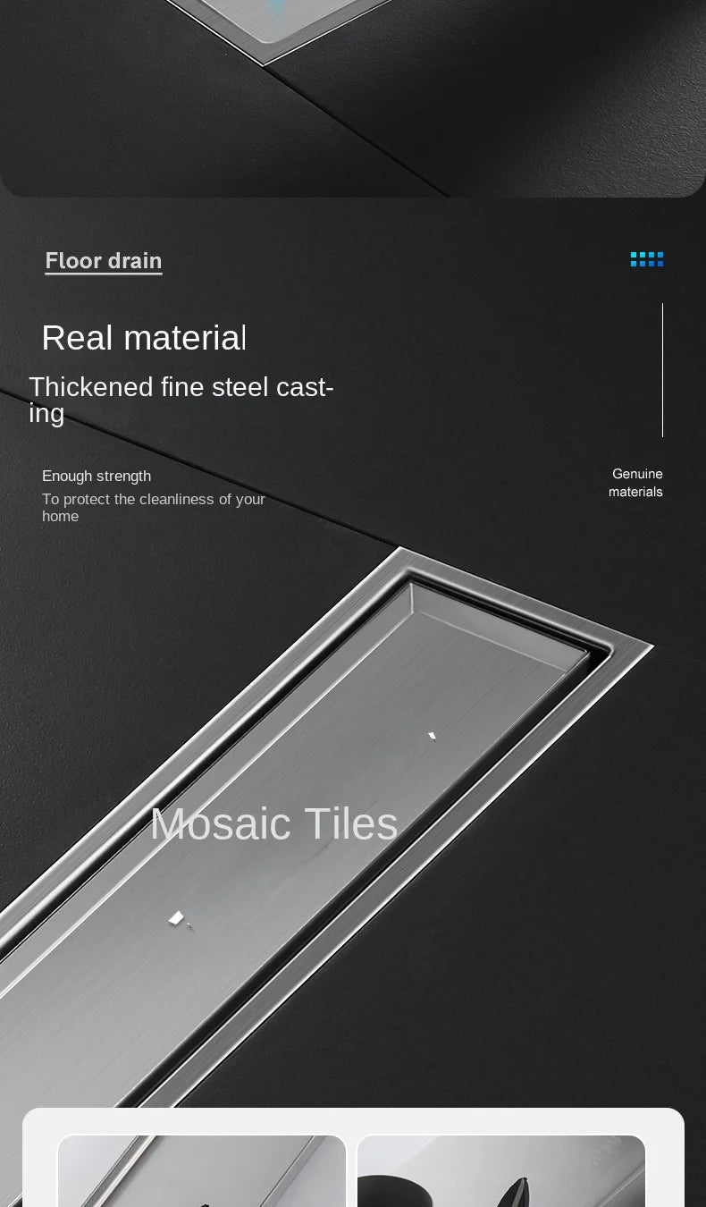 Luxury Hidden 304 Stainless Steel Rectangular Floor Drain
