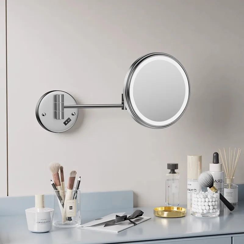 Rechargeable Led Folding Bathroom Makeup Mirror Wall Mounted