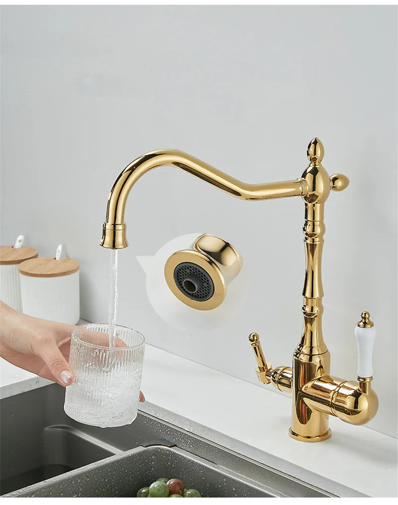 Antique Waterfilter Tap Faucet Gold Mixer Drinking Purify